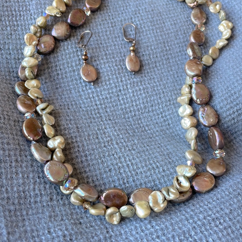 Handmade jeweled necklace & earrings